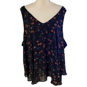 NEW Lane Bryant Plus Size 28 Floral Print Flowy Layered Tank Top